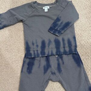 Splendid Gray and Blue Tie-Dye Sweatshirt and Pants Set